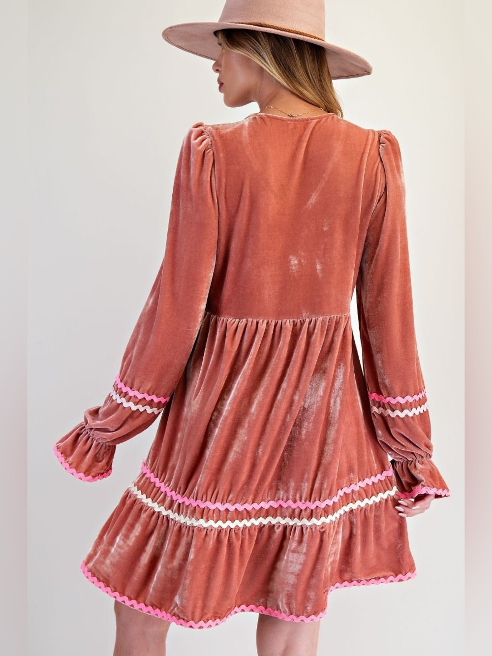 $22 Final Price! 🛍️ Easel Sugar & Spice Gingerbread Velvet Tunic Dress Boho New - Picture 6 of 9